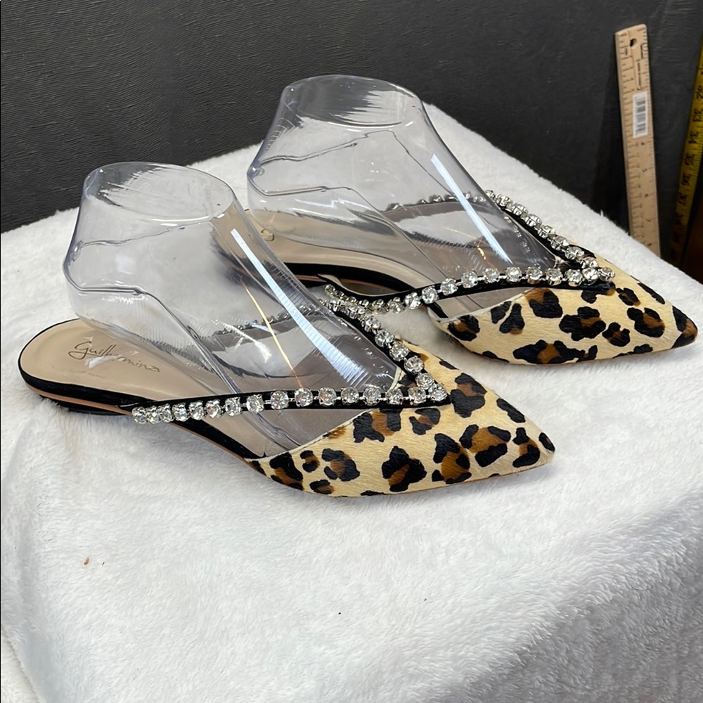 Anthropologie Brown and‎ Black Flats with Animal Print